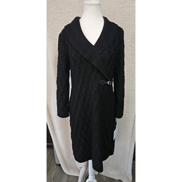 Calvin Klein Black Women's XL Cable-Knit‎ Sweater Dress Long Sleeve  NWT - Picture 1 of 16
